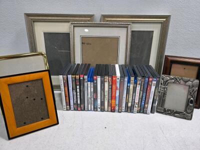 Assorted 6 Mixed Photo Frames, Lot of 24 DVD & Blu-ray Movies - Disney, Action, Classics