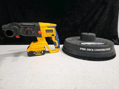 Working FunnyWhale 20V Cordless Rotary Hammer Drill with 8Ah Battery & Pressure Washer Surface Cleaner