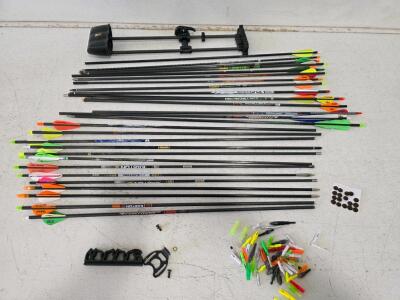 Large Mixed Lot of 22 Carbon Arrows - Gold Tip, Easton, Victory, Accessories, Quiver Mount