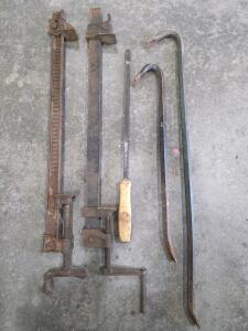 Vintage Bar Clamps, Crowbars, and Flathead Screwdriver Set