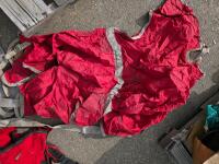 Large Lot Horse Tack: 2 Turnout Blankets, 4 Leg Boots, Halter, Ropes, Grooming Tools - 8