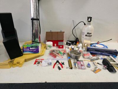 Large Mixed Hobby & Workshop Lot: Turnigy Film Iron, Flo-Master Sprayer, Speakers, Tools, More