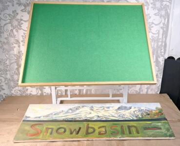 (1) Jigsaw Puzzle Table, Heigh & Tilt Adjustable & (1) Hand Painted Mountain Scene