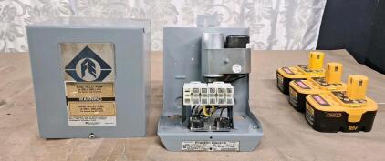 (1) Franklin Electric 3-HP Submersible Water Pump Single-Phase Control Box & (3) Ryobi 18V One+ Ni-Cd Batteries