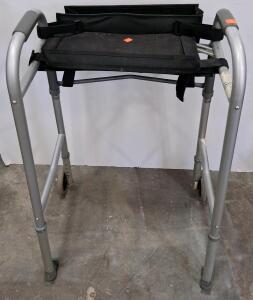 Aluminum Folding Walker with Pouch, Adjustable Height