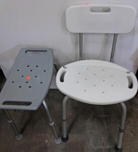 Transfer Bench & Shower Chair Set, Aluminum Frame, Adjustable Height, Drainage Holes