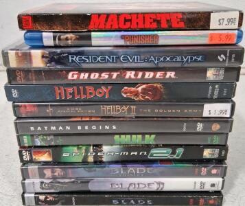 Mixed Action & Superhero Movie Lot: Machete, Hellboy, Blade, Spider-Man, Blu-ray & DVDs, 12 Titles