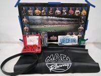 NASCAR Winston Poster, MAC Tools Hole Saw Kit, Alaska UFCETR Plate, DVDs, Racing Mat Lot