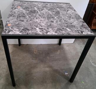 30" Square Faux Marble Dining Table with Black Metal Frame