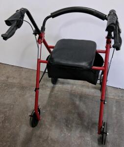 Walker, Red Frame, Black Seat, Foldable Design
