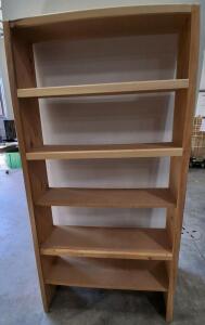 5-Shelf Wooden Bookcase, Unfinished Light Wood