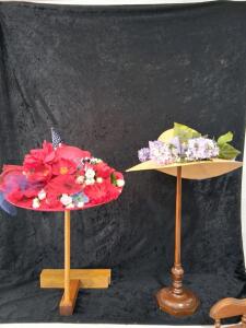 Patriotic Red Floral Wide Brim Hat & Lavender Straw Bonnet, Decorative Spring Garden Party Accessory