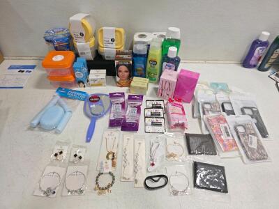 Large Mixed Lot - 45 New Household, Personal Care, Jewelry, Perfume, and Phone Cases