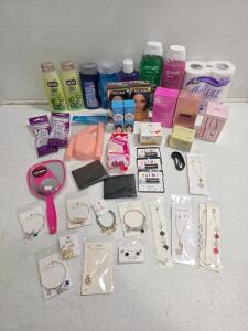 Mixed Lot of 32 Personal Care and Beauty Items &ndash; VO5, Dove, Olay, Jewelry, and More