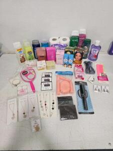 Mixed Lot Personal Care & Jewelry - Dove, Olay, Amalfi, Fragrances, Hair Tools, 40+ Items