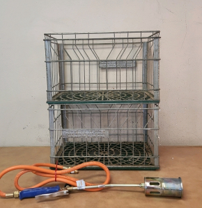 Vintage Metal Milk Crates (2) & Propane Weed Burner