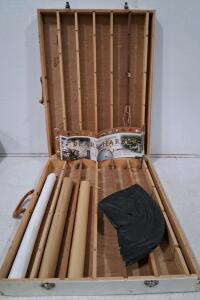Large Wooden Art Portfolio Case with Dividers, Handle, Locking Latches, Artist Storage and More
