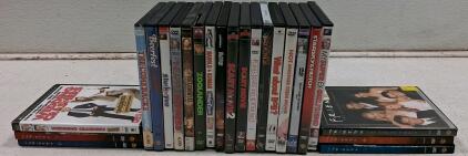 Lot of 24 Comedy DVDs: Movies & Friends TV Show Box Sets and Speaker, MindTrap Game, Steelers Beanie, Juggling Balls, Boise State Bag, Novelty Collectibles (Turns On)