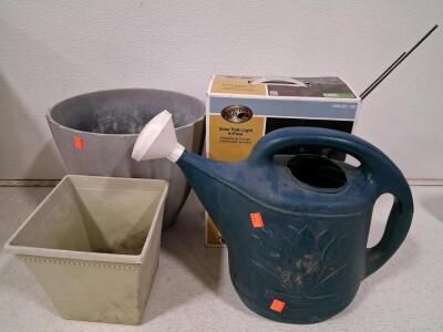 Hampton Bay Solar Path Light 6-Pack, 2 Planters, Plastic Watering Can, Multi-Item Garden Bundle