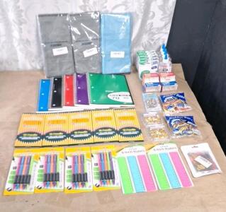 Lot Of Assorted Office / School Supplies Including (3) Hanging Pocket Organizers, (5) 70-Sheet Notebooks, (5) 12-Packs Of #2 Wood Pencils, (4) 5-Packs Of Mechanical Pencils & More