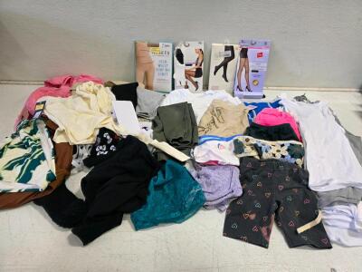 Mixed Women's Clothing Lot Spanx Hanes Champion 32pc Tights Tops Shorts Socks S-M Tags Included