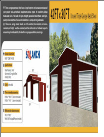 SQUANCH 42ft x 30ft Triple Garage Steel Shed, 3 Roll-Up Doors, Galvanized 1.5mm Frame, Red/White
