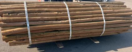 RAM Pressure Treated Round Wood Fence Posts, 8 ft Length, 4 in Diameter, Bundle of 50, USA