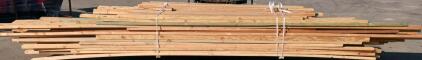 Bundle of 50 2x4x12 ft Lumber Boards, Softwood, Some Pressure-Treated, Unused, Marked "13 926"