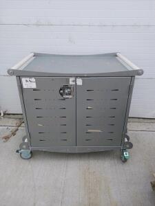 15-Device Mobile Laptop Charging Cart, Locking Doors, Heavy-Duty Casters, Cable Management