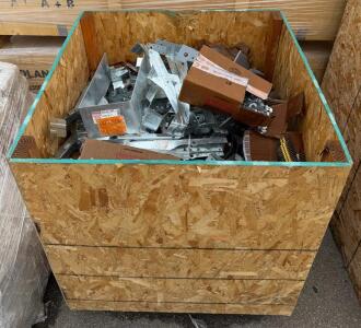 Pallet of Simpson Strong-Tie Construction Joist Hangers, Galvanized Brackets & Nails, Assorted Models