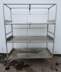 Stainless Steel Rolling Bakery/Utility Rack with 3 Shelves, Approx. 54" W x 26" D x 66" H