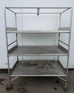 Stainless Steel 3-Shelf Utility Cart, 48"x24"x60", Commercial Grade, 4 Swivel Casters
