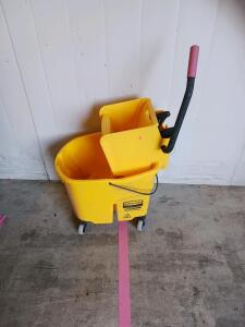 Rubbermaid WaveBrake 35 Qt Mop Bucket with Down-Press Wringer, Yellow, 4 Swivel Casters