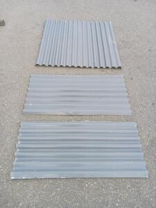 Grey Corrugated Steel Panels, 36&ndash;48" Length, 26 Gauge, Set of 5, Roofing/Siding