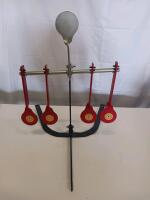 Resetting Steel Target, 5 Paddle, .22 Rimfire, Ground Mount, 2.5"/4" Plates, Red/Black - 2
