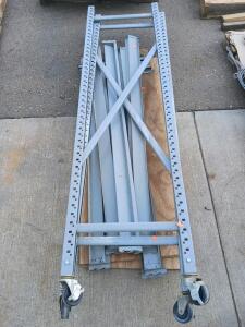Industrial Steel Pallet Rack Upright Frame with Casters, 6 ft Height, 42 in Depth, 18,000 lb Capacity