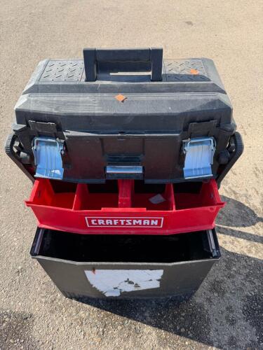 Craftsman Rolling Tool Box, Black/Red, 22" Structural Foam, Telescoping Handle, Wheels
