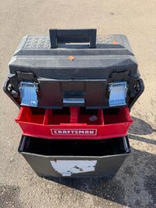 Craftsman Rolling Tool Box, Black/Red, 22" Structural Foam, Telescoping Handle, Wheels
