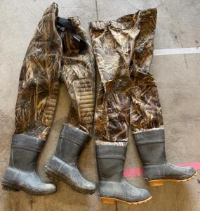 Cabela&rsquo;s Chest Waders, Camouflage, Sizes 12R & 11, Neoprene & Nylon Shells with Boots