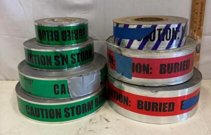 Christy's Detectable Underground Warning Tape Rolls &ndash; 7 Pack, Green/Red, Storm Drain & Electric