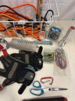 Mixed Hand Tools & Utility Lot &ndash; Mac Tools Screwdrivers, Ratchet Strap, Level, Gloves, Storage Basket - 5
