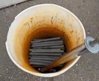 5/8"-11 x 12" Steel Threaded Rods, Approx. 24 Pcs, UNC, Stored in Bucket - 2
