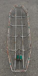 Steel Stokes Basket Rescue Stretcher, 84"x23", Tubular Frame, Wire Mesh, Green Foot Pads