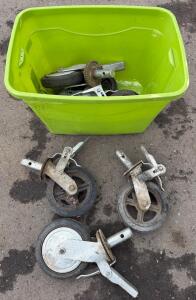 Heavy Duty 6" Swivel Stem Casters with Brakes, Set of 7, Steel Frame, Rubber Wheels