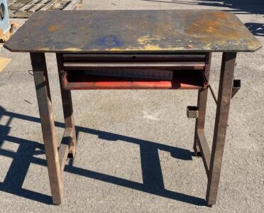 Heavy-Duty Metal Workbench with Drawer, 44x38x25&rdquo; Tabletop, Steel Frame