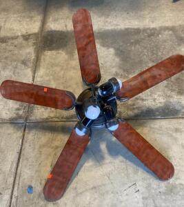 Galleria Ceiling Fan with Light Fixture, 5 Blades, 52" Span, Black Housing, Faux Cherry Finish ( Unable to Test )