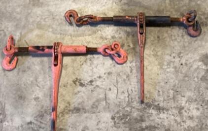 Pair of Heavy-Duty Steel Ratchet Chain Binders, 5400 lb WLL, Compatible with 5/16"&ndash;3/8" Chains