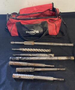 Large Set Mixed SDS & Spline Rotary Hammer Drill Bits, 12&ndash;24", 25 Pieces, Protecta Tool Bag