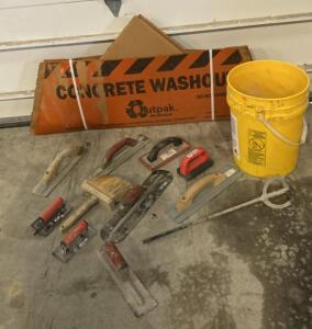 Marshalltown Concrete Finishing Tool Set with Outpak Washout Station, Mixing Paddle, 5-Gal Bucket