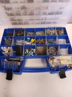 Plastic Compartment Organizer Box with Assorted Hardware, 22 Compartments, 13" x 8" x 2"